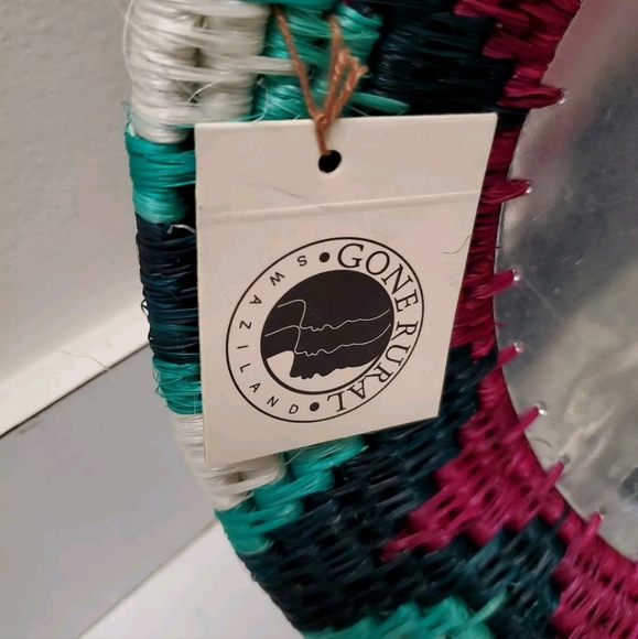 Gone Rural African Fair Trade Handmade Reed & Metal Basket New - Picture 2 of 5